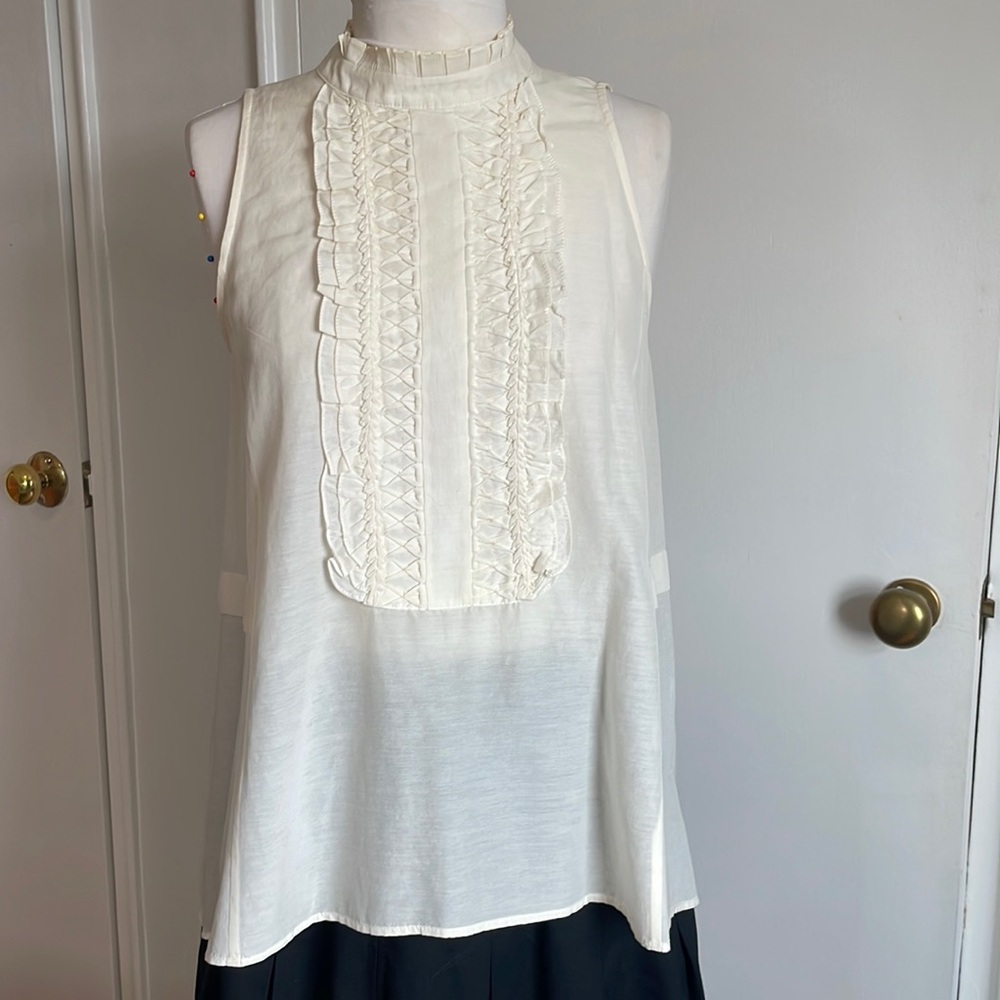 BCBGMaxAzria Pleat-Detail Sleeveless Blouse, XS